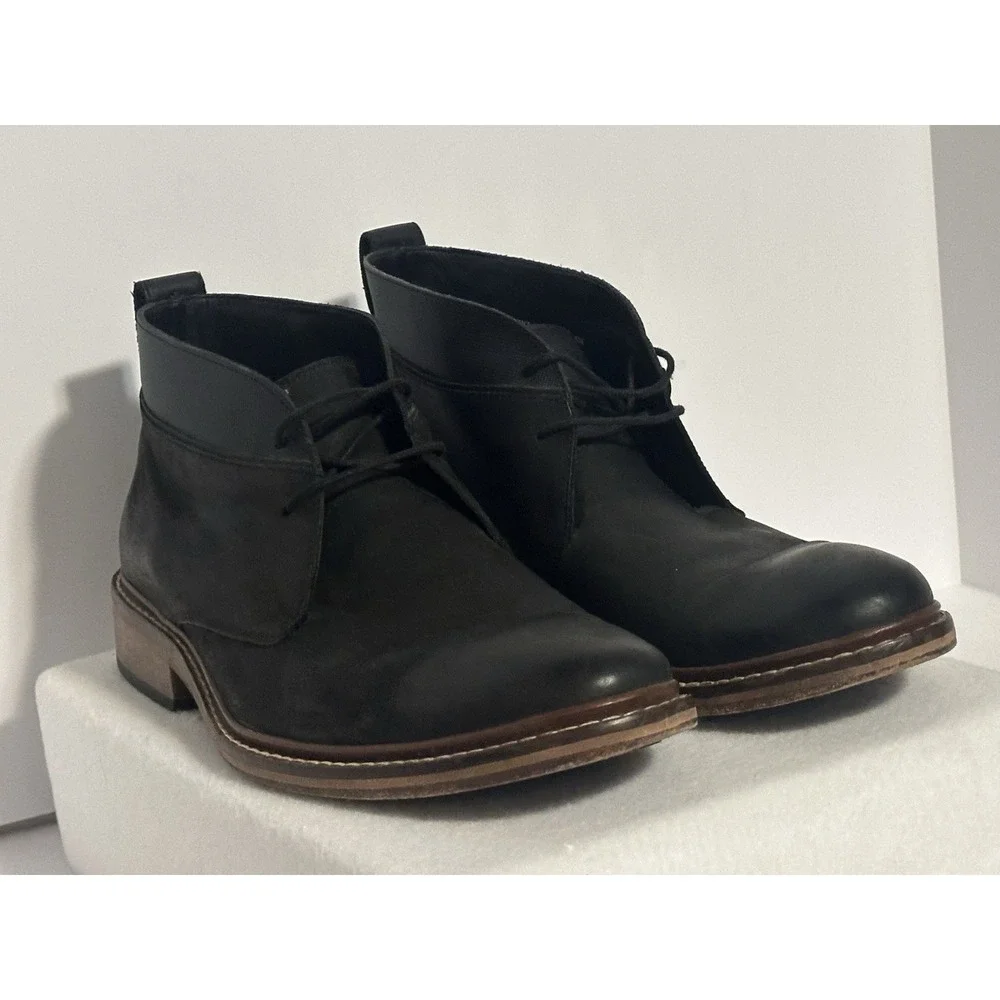 COLE HAAN Colton Chukka Boots Black Leather C20111 Men's Size 10 M Leather